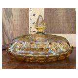 Amber glass "Fairfield" butter dish