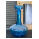Blue Belgian glass decanter