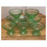 8 green Depression glass sherbets