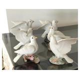 6 porcelain dove figures
