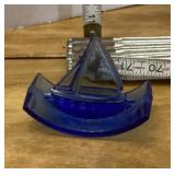 Cobalt glass sailboat rocker ink blotter
