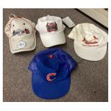 4 Cardinals and Cubs baseball caps