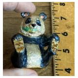 Metal panda bear trinket box