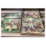 Vintage wooden picture block puzzle