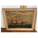Framed clipper ship print