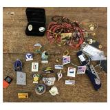 Collection of pins and costume jewelry