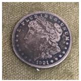 1921 Morgan silver dollar