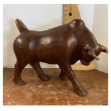 Carved wood bull
