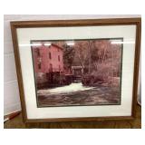 Framed old mill photo 17x19
