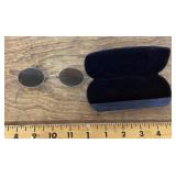 Wire rim sunglasses with case