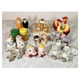 10 sets of vintage salt and pepper shakers