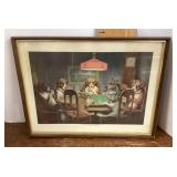 Vintage framed dogs playing poker print
