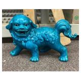 Blue ceramic foo dog figure
