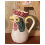 Pottery rooster cream jug