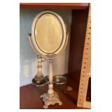 Shaving mirror with brush