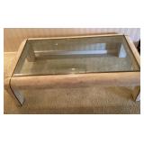 Heavy glass top coffee table 34 x 58"