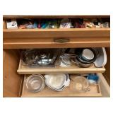 Contents of kitchen drawer and cabinet