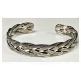 Sterling silver braided cuff bracelet