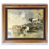 16x20 R. Grossman oil on board --pastoral cows