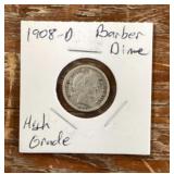 1908D Barber dime