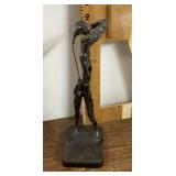 Brutalist metal golfer sculpture --signed