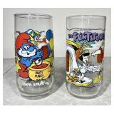 1983 Smurf & 1991 Flintstones character glasses