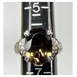 Judith Ripka sterling silver smoky quartz CZ ring