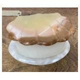 Carved stone trinket box with hinged lid