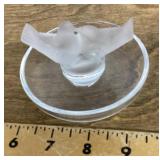 Lalique frosted crystal glass doves pin dish