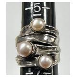 Hagit Gorali sterling silver pearl ring --Israel