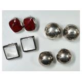 4 pair sterling silver clip on earrings