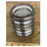 6 Sterling rimmed glass coasters