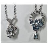 2 sterling silver gemstone necklaces