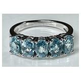 Sterling silver 5-stone blue topaz ring