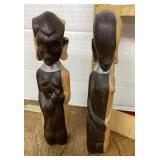 2 African carved female figures
