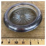 Pair of sterling rimmed glass coasters