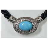 Judith Ripka sterling turquoise CZ necklace