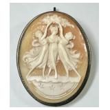Three Graces cameo brooch in .855 silver bezel