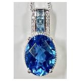 Sterling silver blue topaz necklace