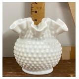 Milk glass hobnail vase