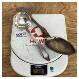 Serving spoon and small sterling ladle