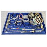 Huge lot of costume jewelry bracelets & watches