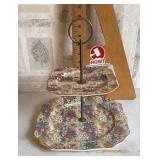 2-tier German "Cheery Chintz" snack tray