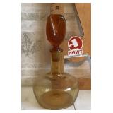 Blown amber glass decanter