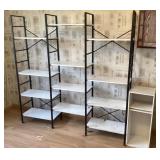 3-section shelving unit plus small white shelf