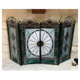 Stained glass fireplace screen
