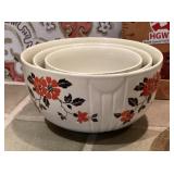 3-piece Hall Pottery Red Poppy nesting bowls