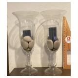 Pair of glass console vases
