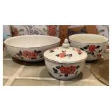 3 Hall Red Poppy bowls