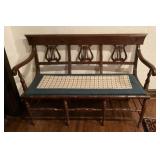 Lyre back wood bench